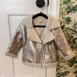 GAP Shimmering Gold Kids Leather-like Coat